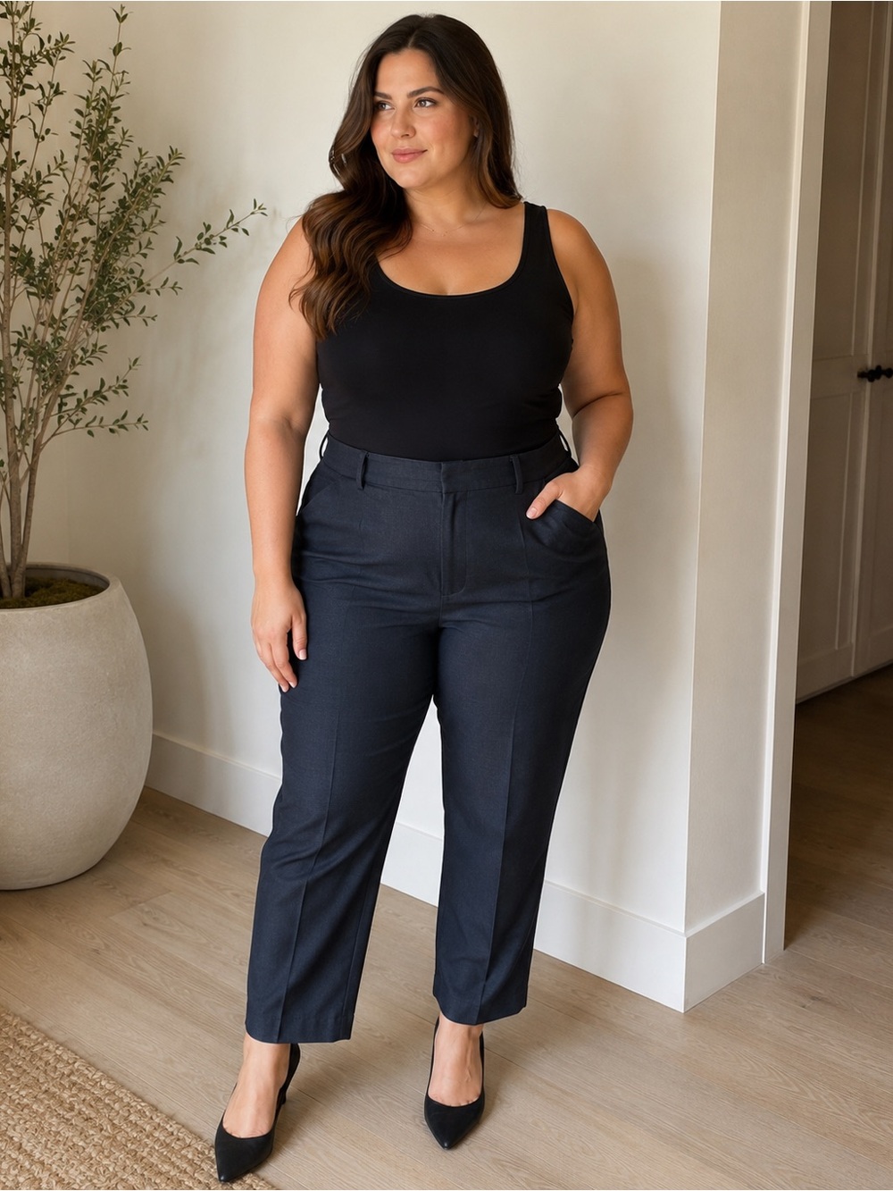 Talbots Hampshire Ankle Curvy Black Pants Sz 14